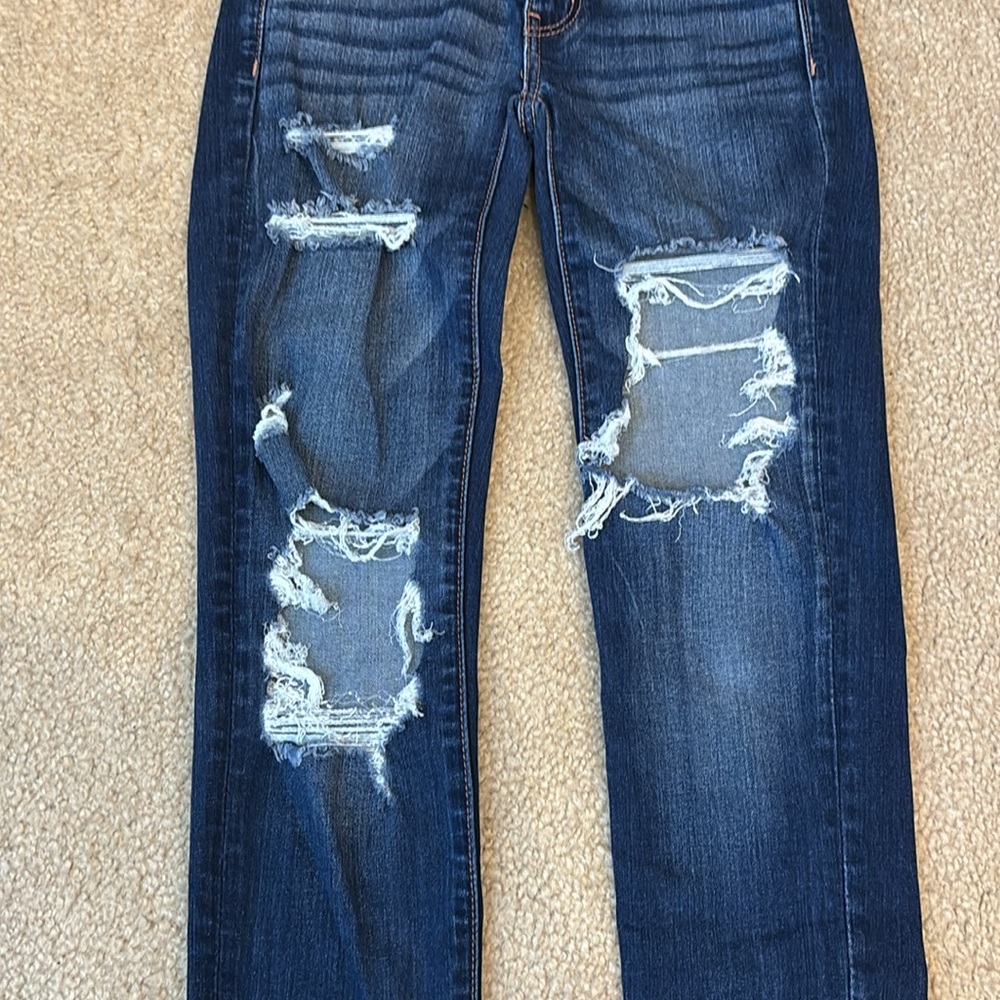 American Eagle Super Stretch Distressed Jeggings Jeans - Size 00 - Picture 5 of 9